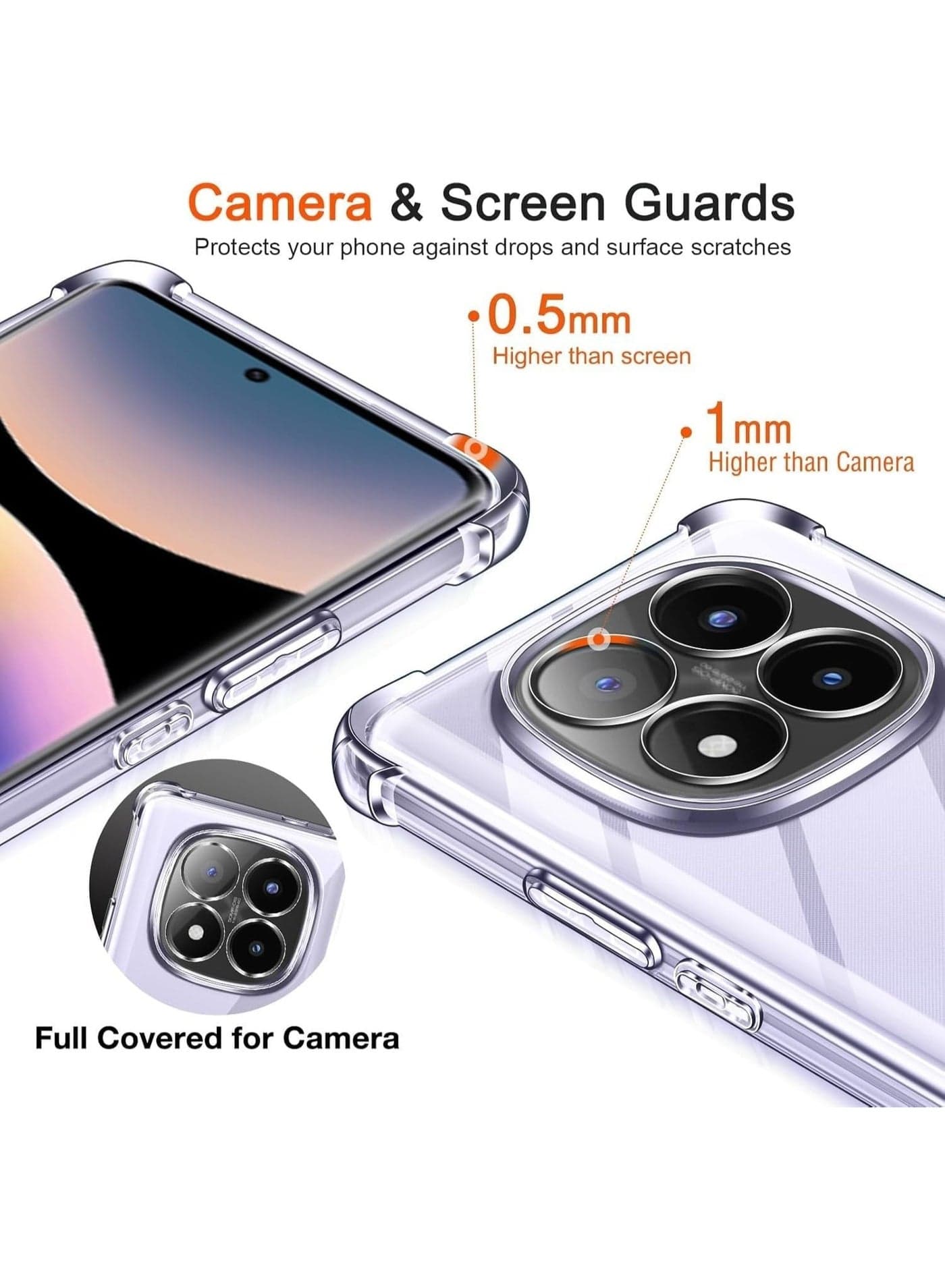Cover Silicone Transparent TPU Gorilla Anti-shock Protector Camera Shockproof Corners For Xiaomi Redmi Note 14 Pro Plus 5G - Clear Cases & Covers (٤)