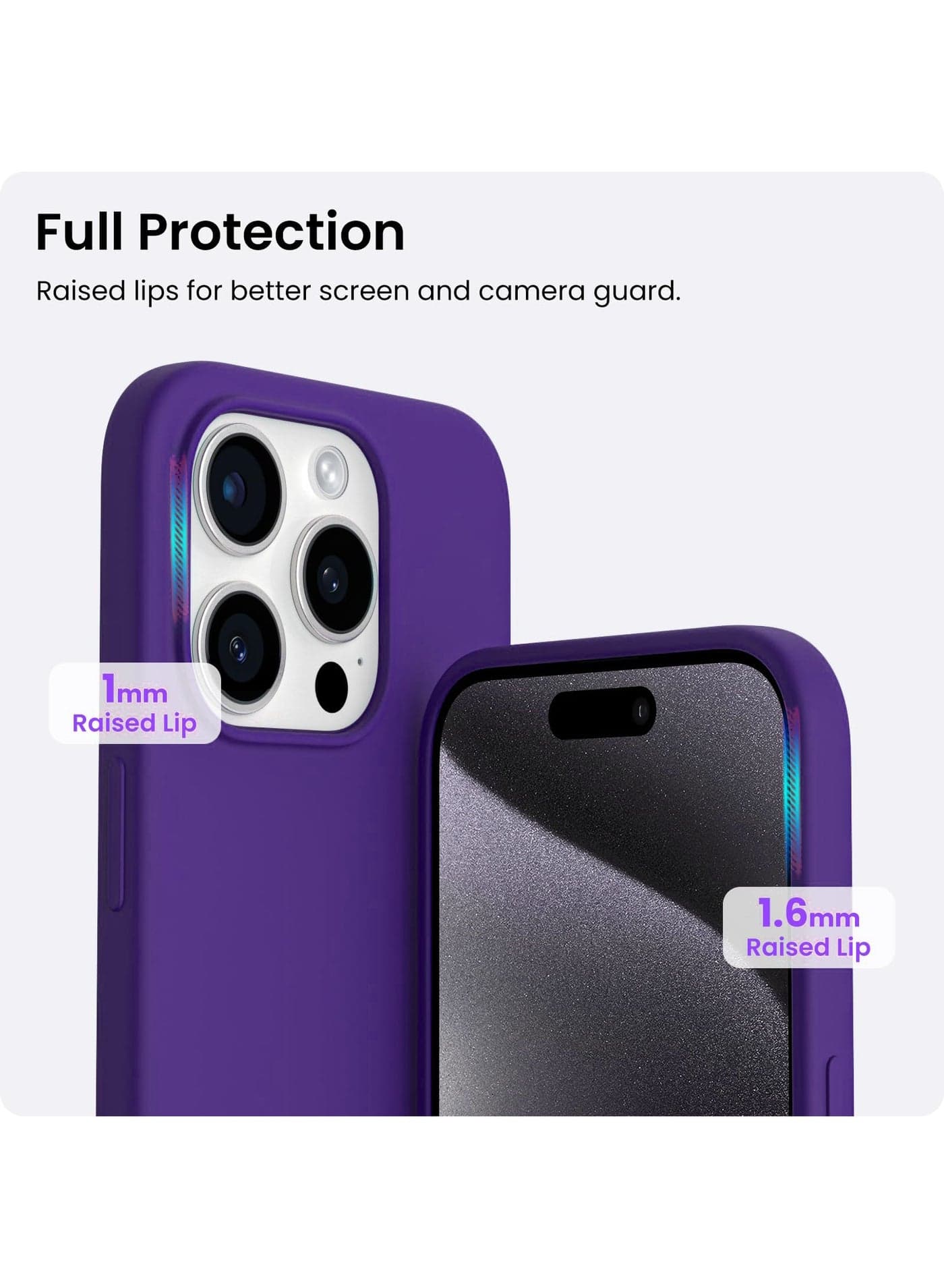 Compatible with iPhone 12/12 Pro Case 6.1 Inch Slim Liquid Silicone 4 Layers Soft Gel Rubber Shockproof Protective Phone Case with Anti Scratch Microfiber Lining (Purple) (٥)