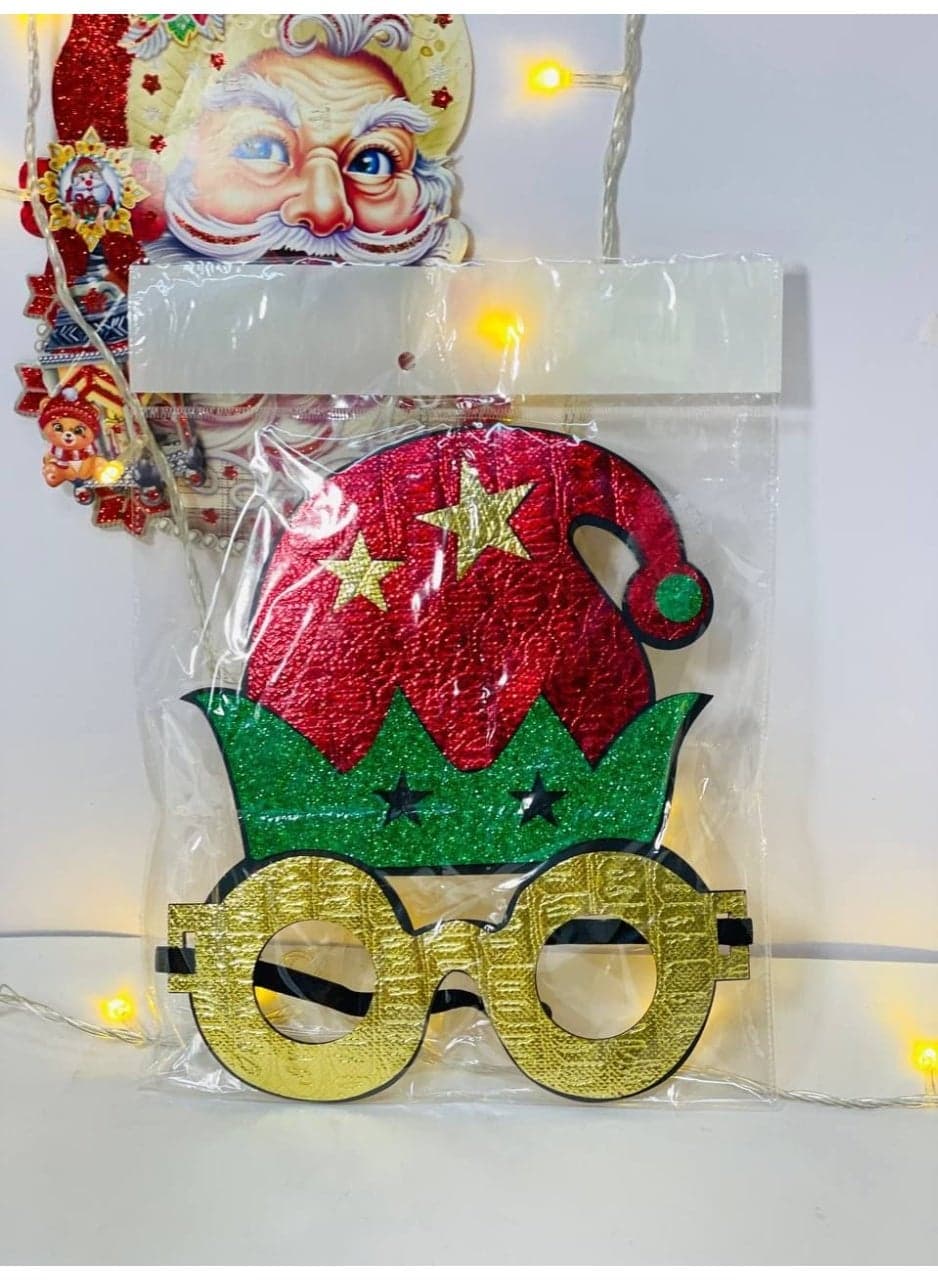 Christmas glasses, Christmas foam glasses, hat shape, plastic, size: 19*22 cm Home Decor Ornaments (٢)