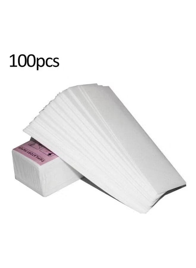 100-Piece Nonwoven Hair Removal Wax Strip White Waxing