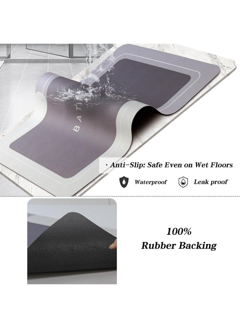 Luxury non-slip bathroom mat, multi-layered with superior water absorption and a rubberized surface. Bathroom mat suitable for bathroom and kitchen floors. Comes in (multiple colors randomly). Bath Mats & Rugs (٦)