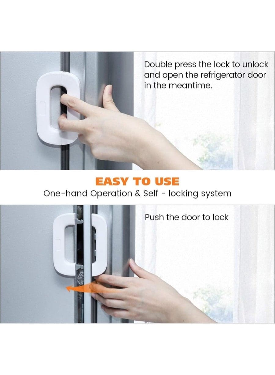 2Pcs - Multicolor Child Proof Refrigerator Lock Child Safety Lock Baby Safety Freezer Door Lock Anti Pinch Drawer Lock For Fridges, Cabinets, Drawers, Doors And More (Multi-Color) (٦)