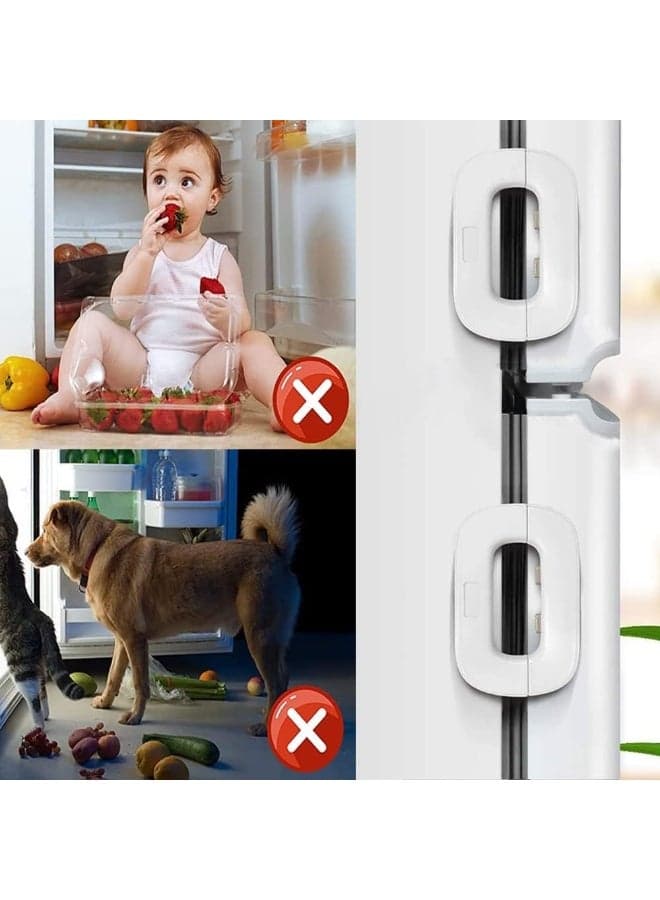 2Pcs - Multicolor Child Proof Refrigerator Lock Child Safety Lock Baby Safety Freezer Door Lock Anti Pinch Drawer Lock For Fridges, Cabinets, Drawers, Doors And More (Multi-Color) (٤)
