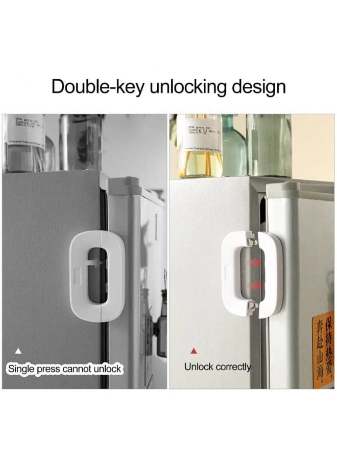 2Pcs - Multicolor Child Proof Refrigerator Lock Child Safety Lock Baby Safety Freezer Door Lock Anti Pinch Drawer Lock For Fridges, Cabinets, Drawers, Doors And More (Multi-Color) (٥)