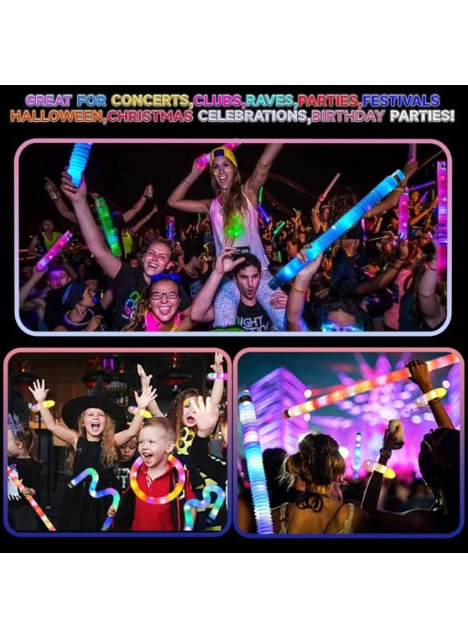 1 Pack Light Up Pop Tubes Fidget Toys, LED Glow Tubes in The for Kids Birthday Party, Pop Glow Sticks for Dark Party Push & Pull Toys (٦)