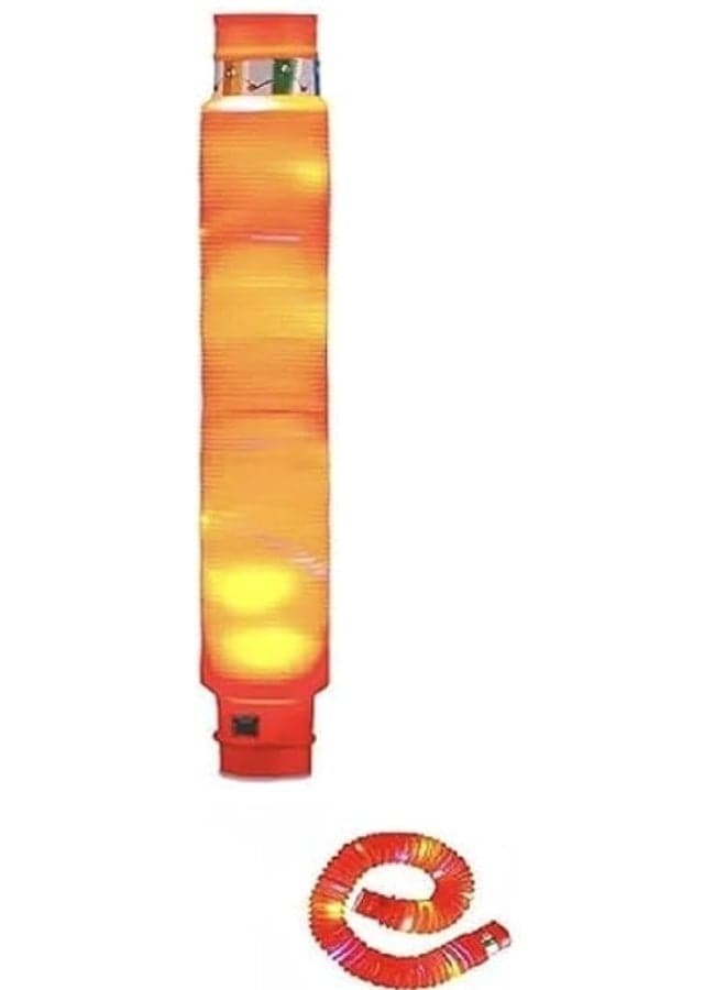 1 Pack Light Up Pop Tubes Fidget Toys, LED Glow Tubes in The for Kids Birthday Party, Pop Glow Sticks for Dark Party Push & Pull Toys (٧)