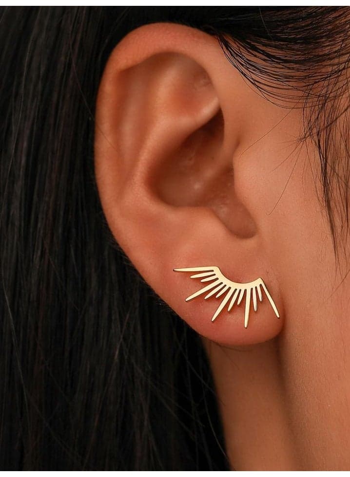 chains Stainless Steel Earrings 2023 Trend Delicate Half Circle Sun Design Fashion Gothic Stud Earrings For Women Jewelry Party Gifts Gold Collar Stainless Steel Embellished Women Fashion Jewelry Body Chains (3)