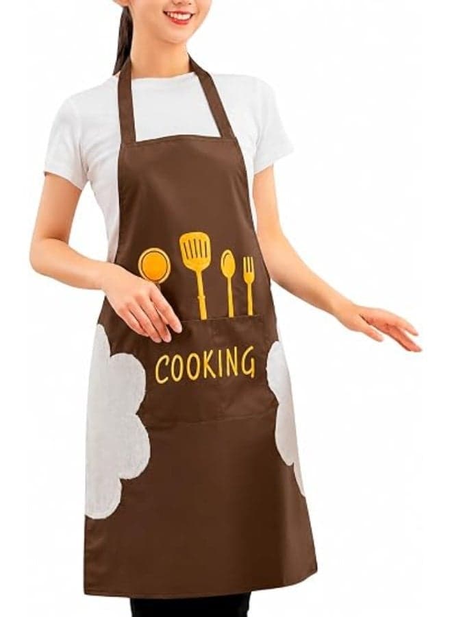 Waterproof Kitchen Apron with Side Towels – Cooking Apron with Front Pocket