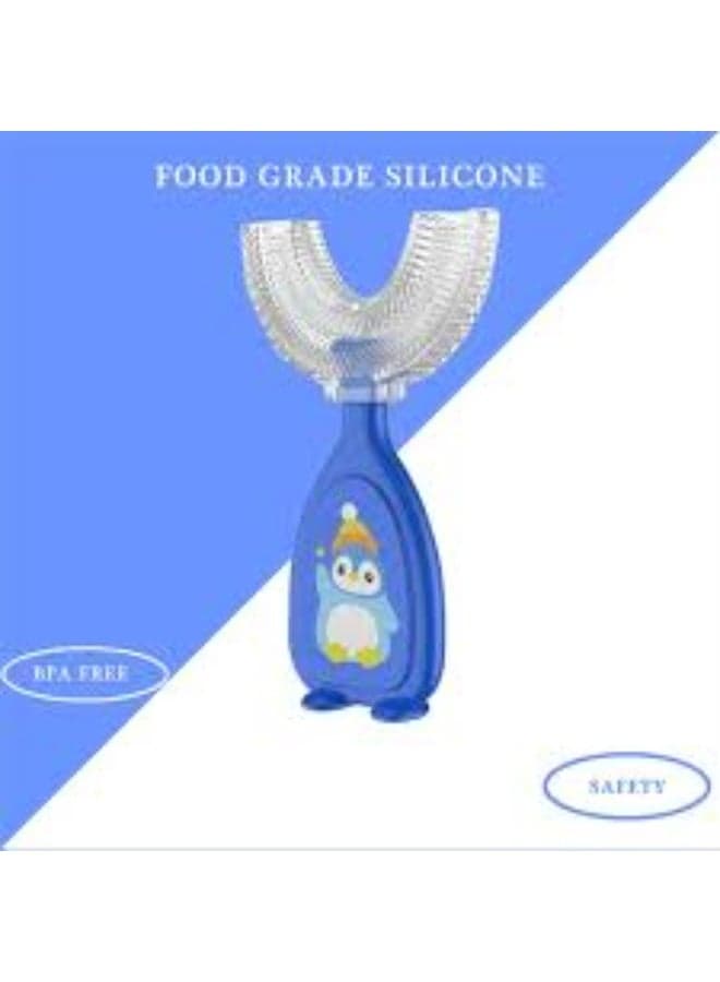 U-shaped silicone toothbrush for children – 360-degree cleaning – soft bristles that are gentle on gums – ergonomic and easy-to-use design