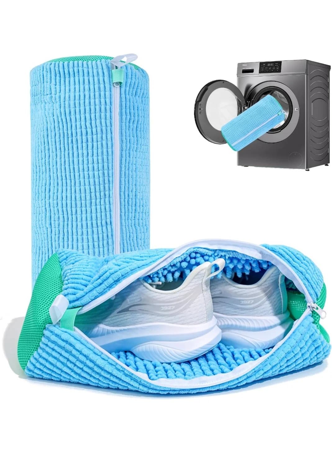 Shoe Washing Laundry Bag for Machine Wash & Dryer - Reusable Sneaker & Tennis Shoe Cleaning Protector (Blue, 1 Piece)