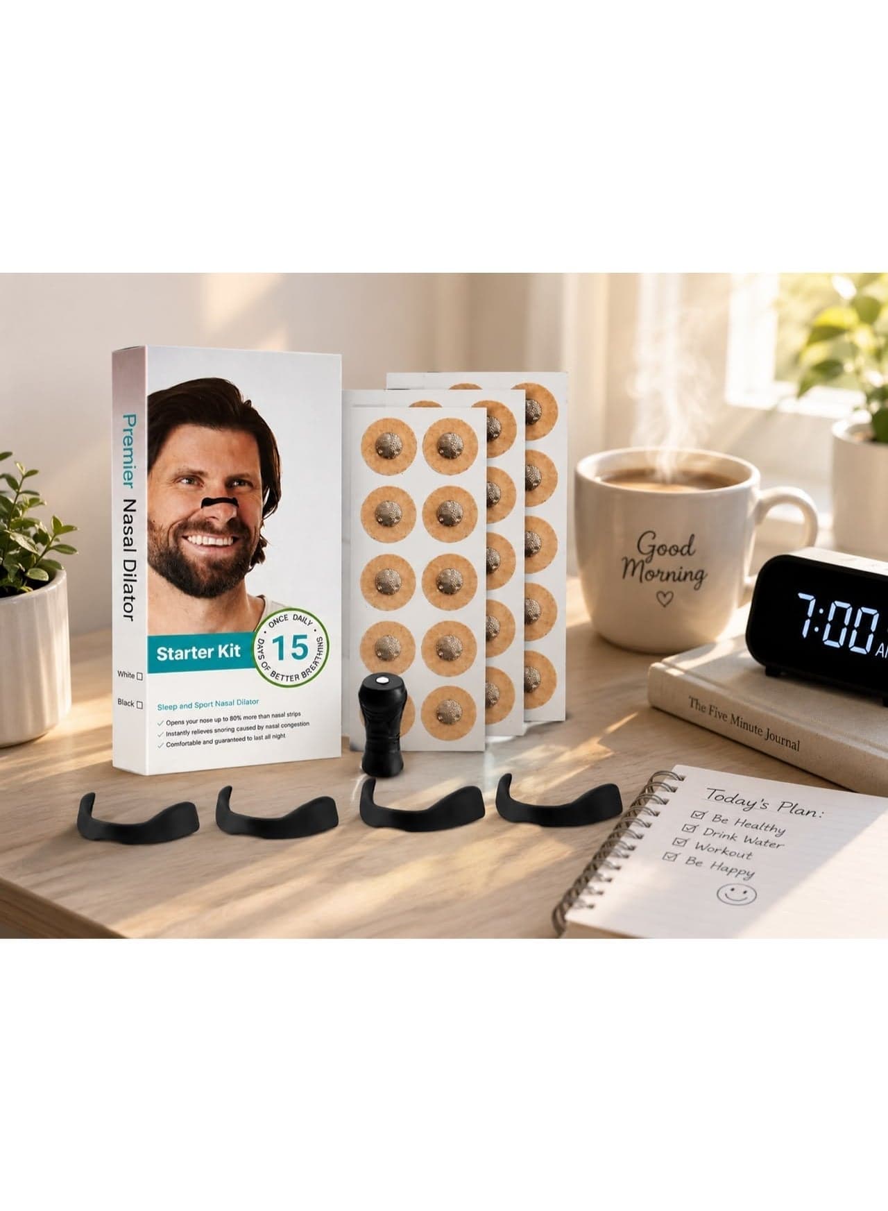 15-Piece Reusable Silicone Nasal Dilator Set – 4 Sizes with Nasal Strips for Comfortable Nighttime Wear Anti Snore Nasal Strips (٣)