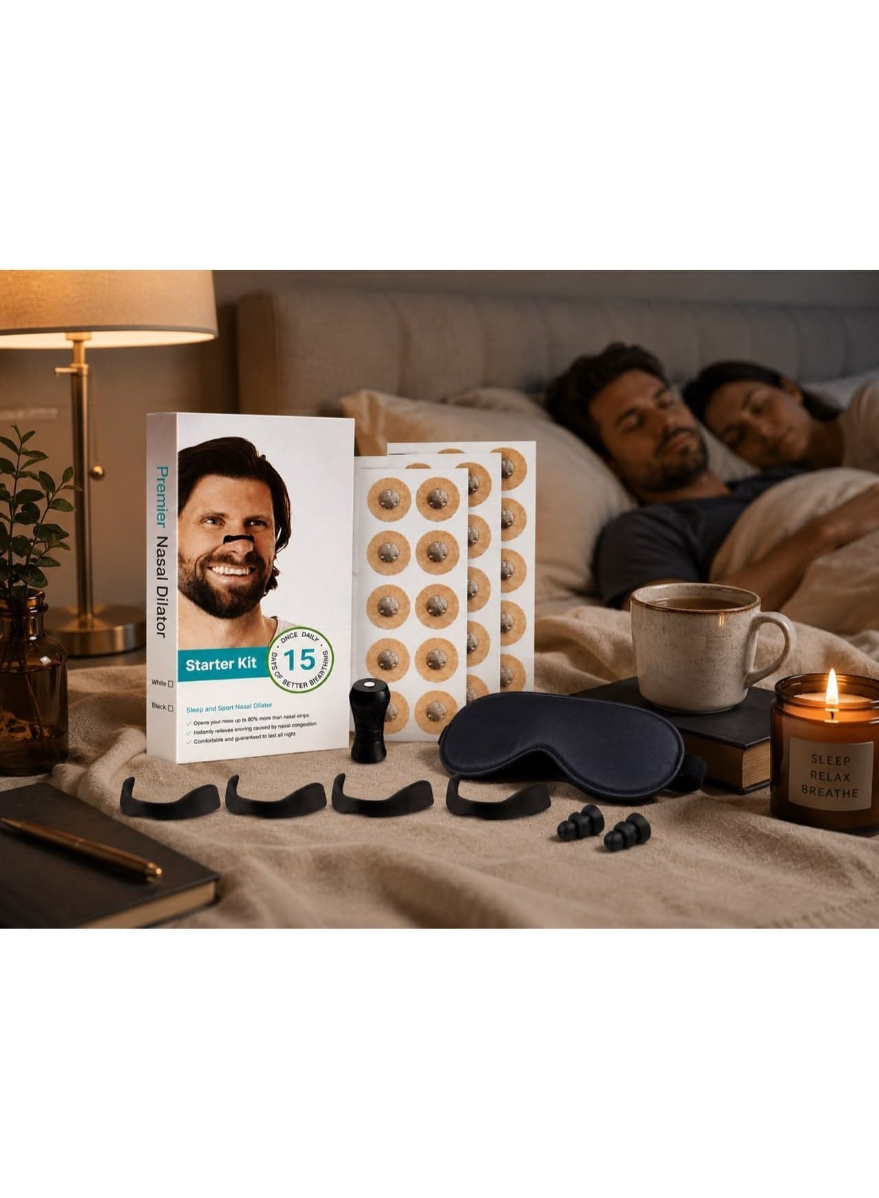 15-Piece Reusable Silicone Nasal Dilator Set – 4 Sizes with Nasal Strips for Comfortable Nighttime Wear Anti Snore Nasal Strips (٤)