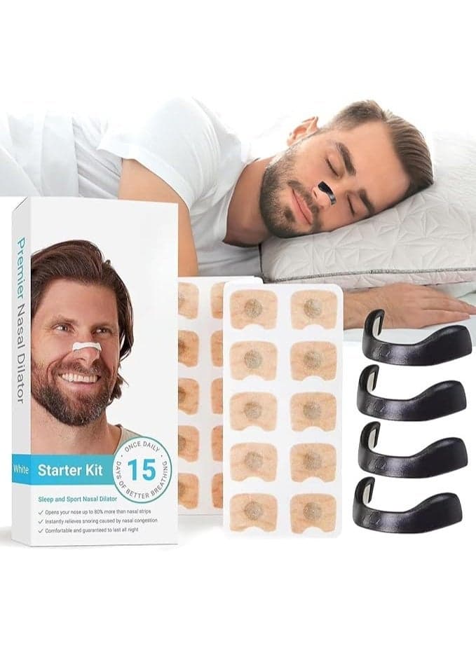 15-Piece Reusable Silicone Nasal Dilator Set – 4 Sizes with Nasal Strips for Comfortable Nighttime Wear Anti Snore Nasal Strips (٥)