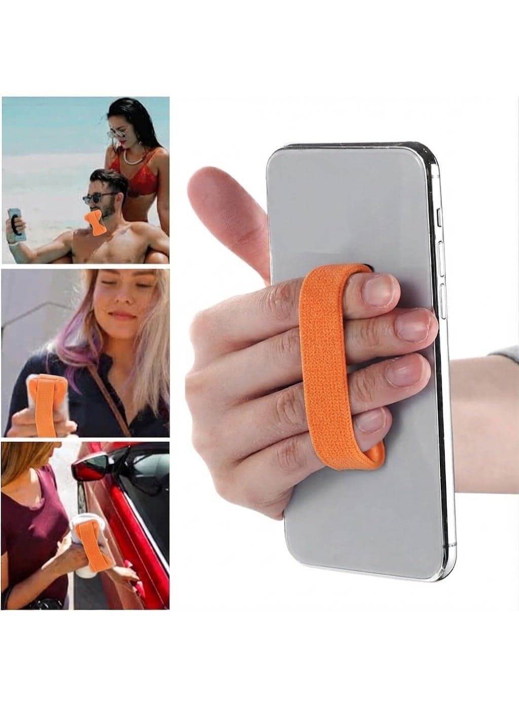 Phone & Tablet Holder with Elastic Strap, Universal Hand Grip for Smartphones, Adjustable Design Lightweight and Easy to Install Phone Grips & Stands (3)