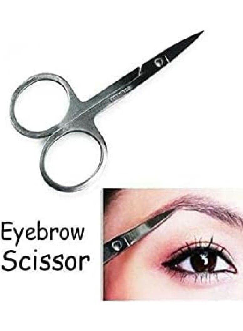 Stainless Steel Scissor With Curved Sharp Edge Blades For Eyebrow Facial Hairs And False Eyelashes Silver Eyebrow Pigments