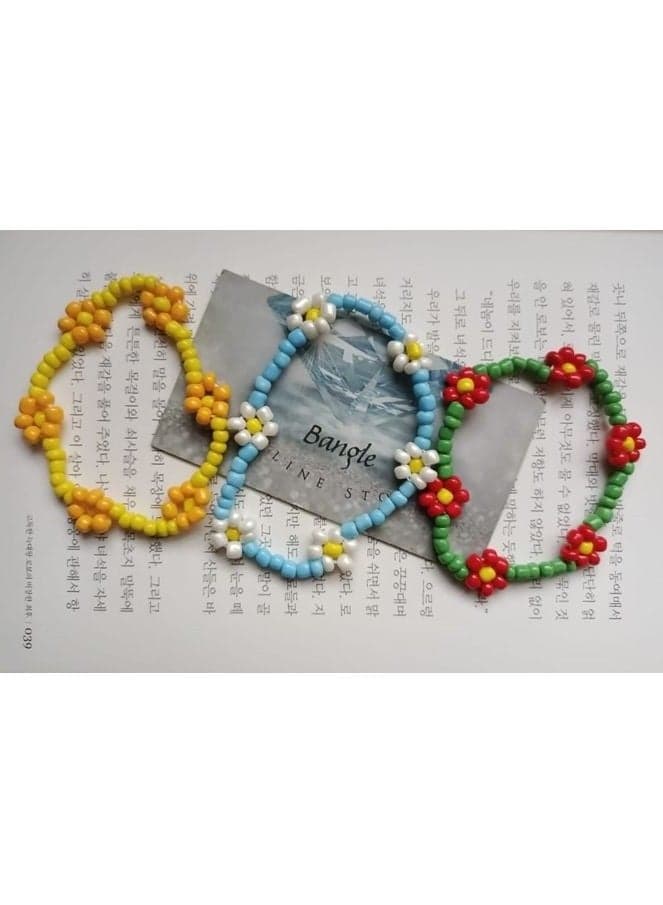 Fashion Korean Rubber Stick Treble Flowers Bracelet Women's Bracelets & Bangles (٢)
