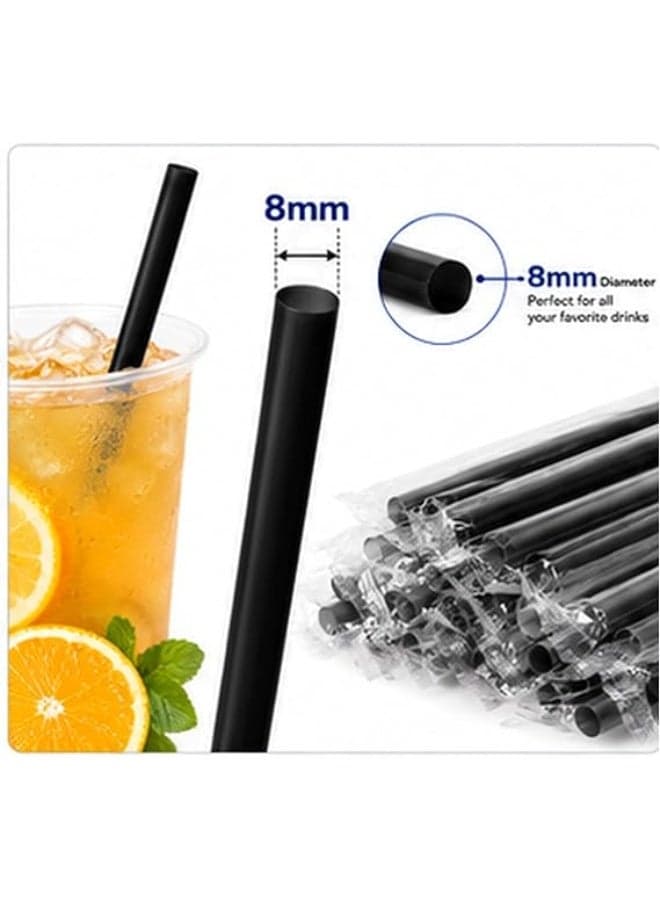 Disposable Straws, 50 Pieces, Individually Wrapped, Food Grade, Black Cups & Straws (3)