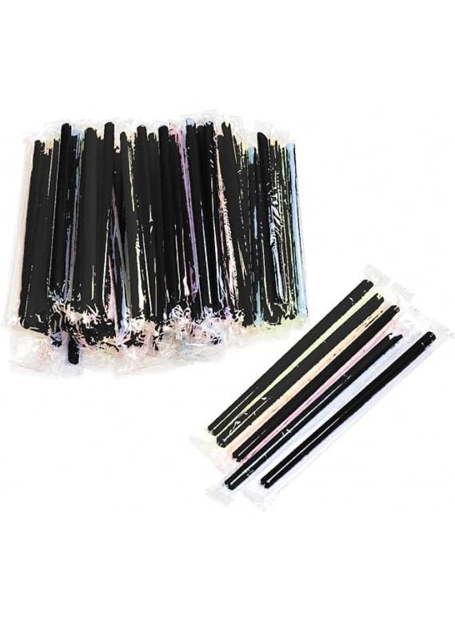 Disposable Straws, 50 Pieces, Individually Wrapped, Food Grade, Black Cups & Straws (6)