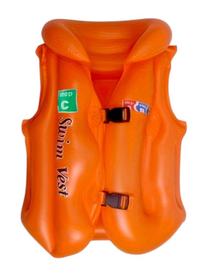 Orange Inflatable Swim Vest for Kids (Size M) - Swimming Jacket 38x42 cm Baby Floats & Float Suits