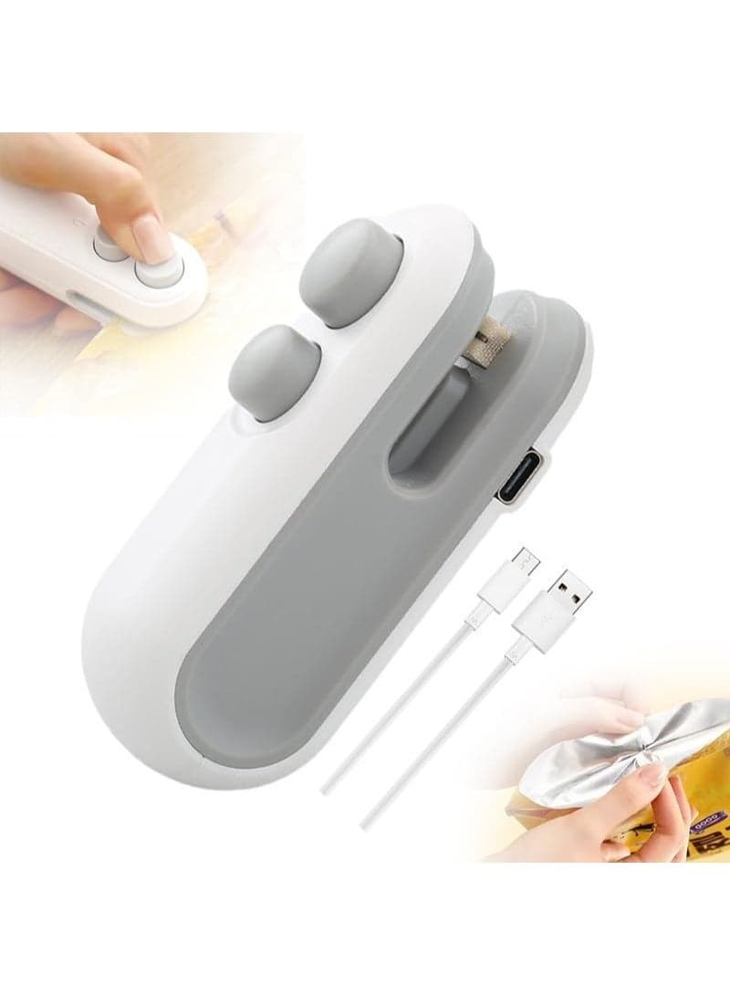 2-in-1 USB Rechargeable Mini Bag Sealer – Food and Snack Bag Sealer and Cutter