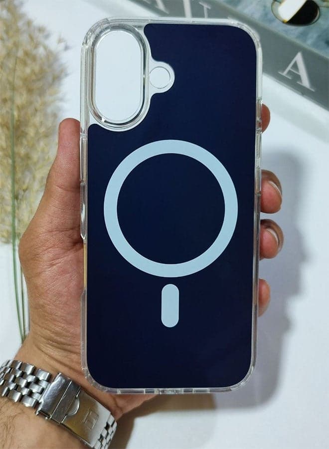 Magnetic case for iPhone 17, supports MagSafe wireless charging, shockproof and scratch-resistant cover for iPhone 17 - Navy Blue