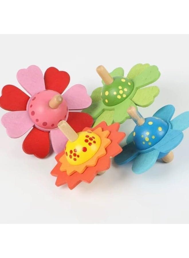 Wooden Flower Shape Rotating Toy for Kids 2 Pieces Fidget Spinners (3)