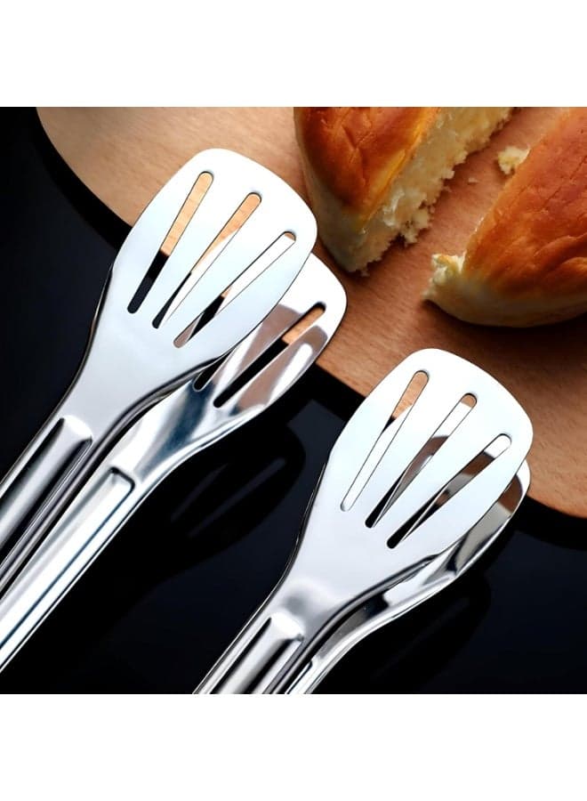 7 Inch 304 Stainless Steel Buffet Tongs for Serving Salad Fruit Cake Bread and Meat for Cooking Grilling Baking and Events Kitchen Utensils & Gadgets (٤)