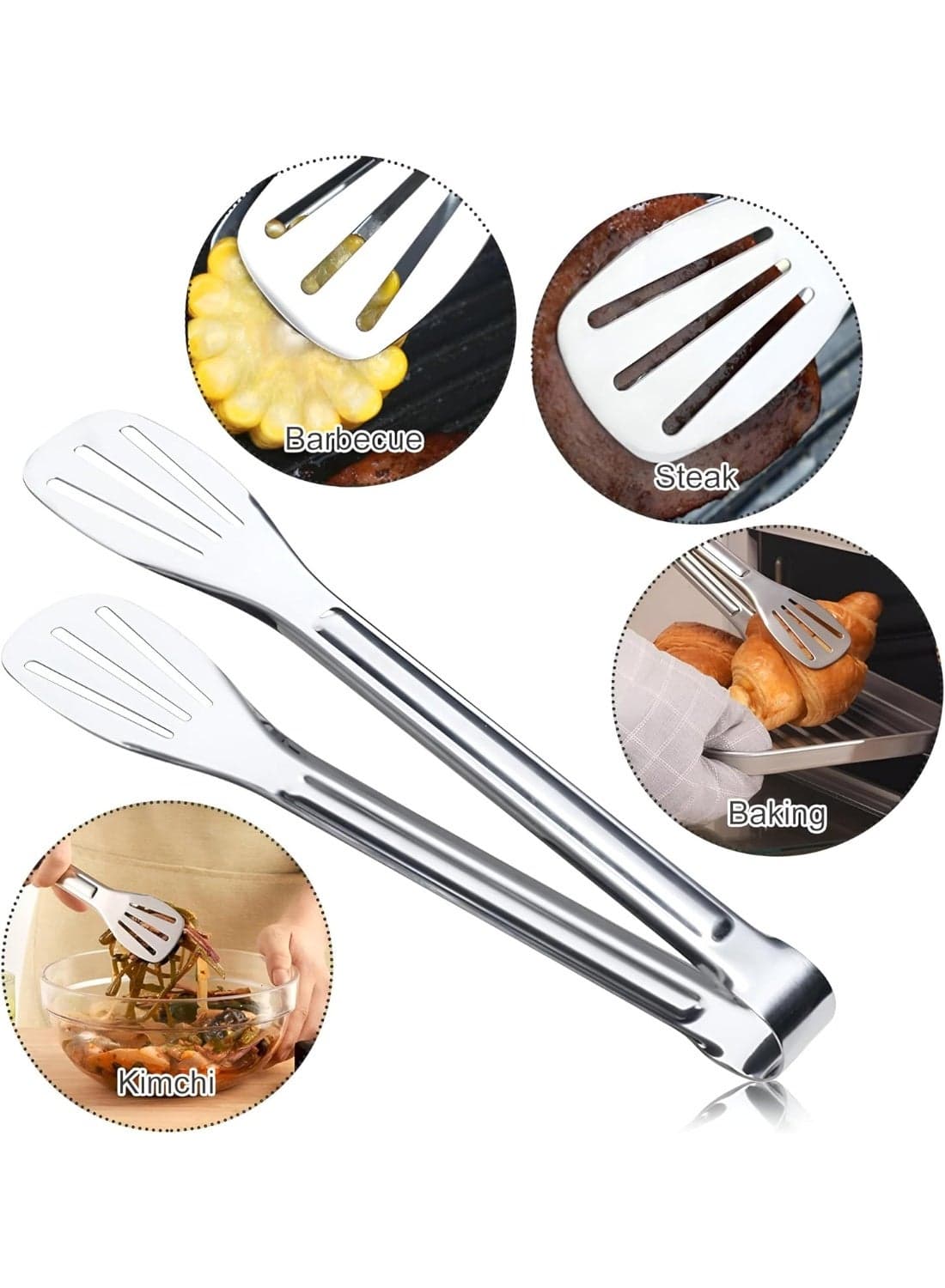 7 Inch 304 Stainless Steel Buffet Tongs for Serving Salad Fruit Cake Bread and Meat for Cooking Grilling Baking and Events Kitchen Utensils & Gadgets (٣)