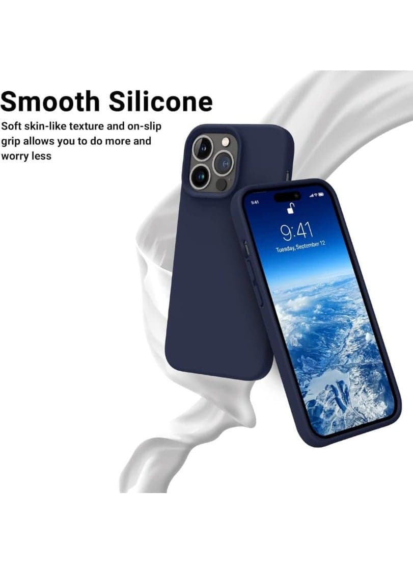 Silicone Phone Case Compatible with Apple iPhone 12/12 Pro - Made of Silicone and Soft TPU - navy blue Cases & Covers (٣)