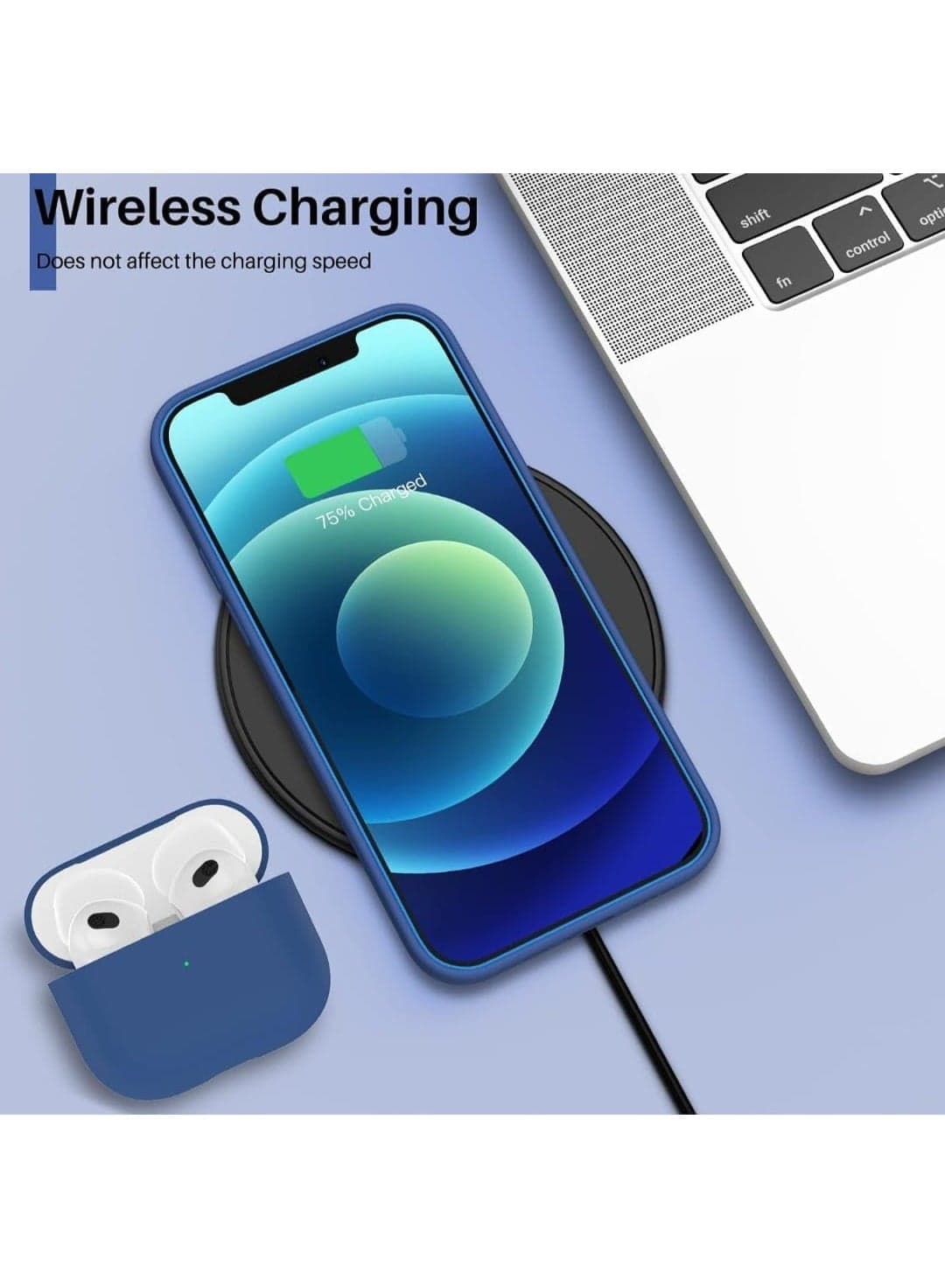 Silicone Phone Case Compatible with Apple iPhone 12/12 Pro - Made of Silicone and Soft TPU - navy blue Cases & Covers (٤)