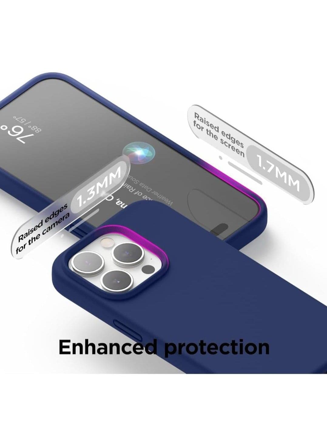 Silicone Phone Case Compatible with Apple iPhone 12/12 Pro - Made of Silicone and Soft TPU - navy blue Cases & Covers (٢)