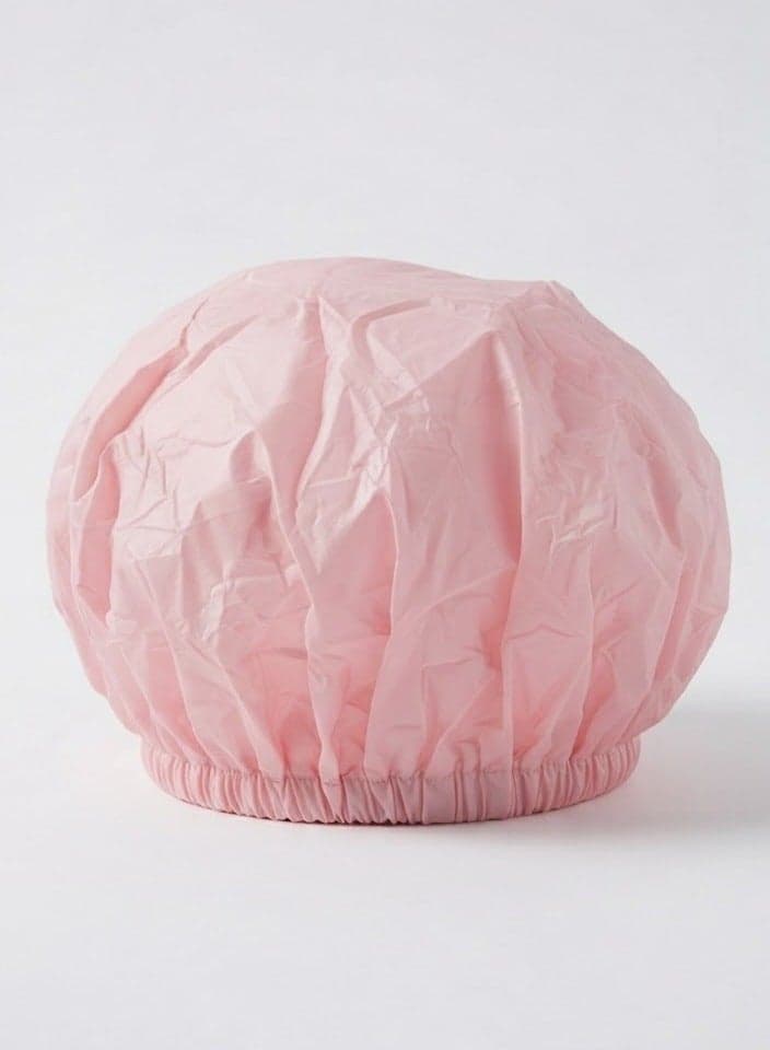 Pink Waterproof Shower Cap, Reusable Hair Bonnet for Bathing and Hair Care (٢)