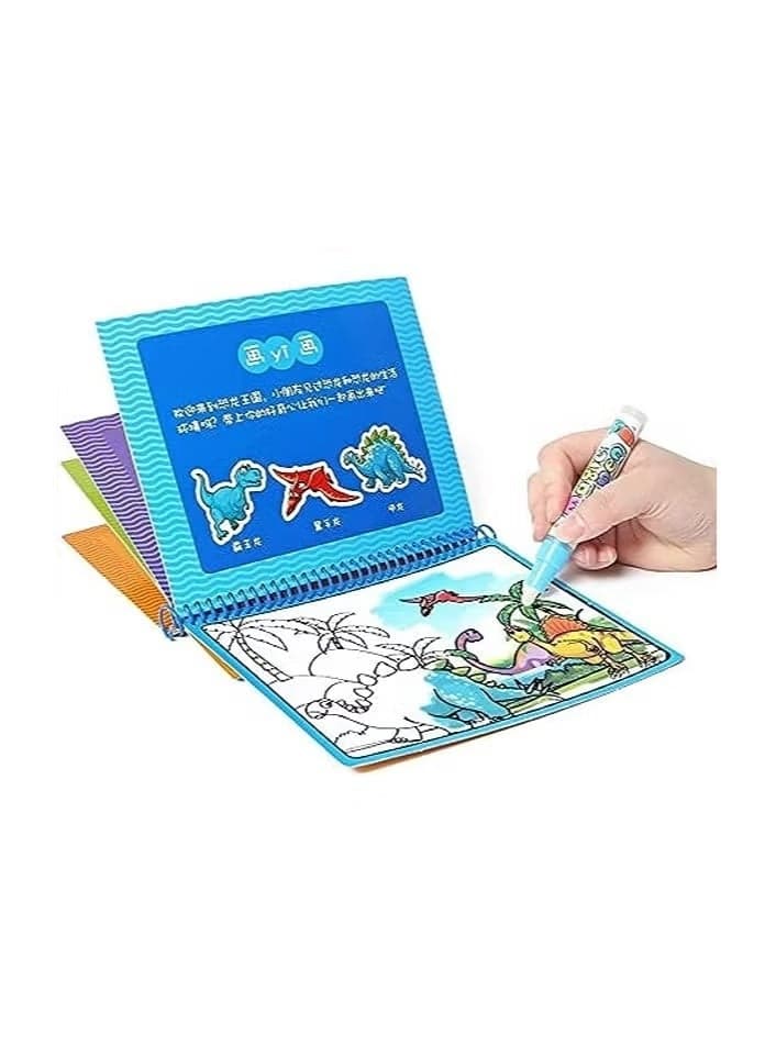 2-Pack Kids Magic Water Coloring Books with Water Pen, Reusable Mess-Free Drawing Activity Pads for Ages 3+, Assorted Designs Drawing & Painting Supplies (٤)