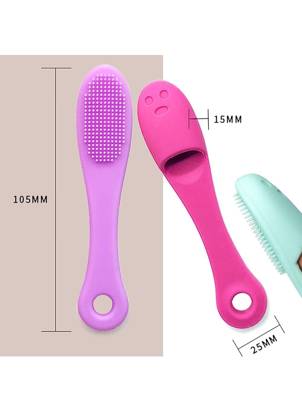 Cleaning Silicone - Versatile Face and Finger Brush for Effective Skin Care and Blackhead Extraction (3 pcs) Cleansing Brushes (4)