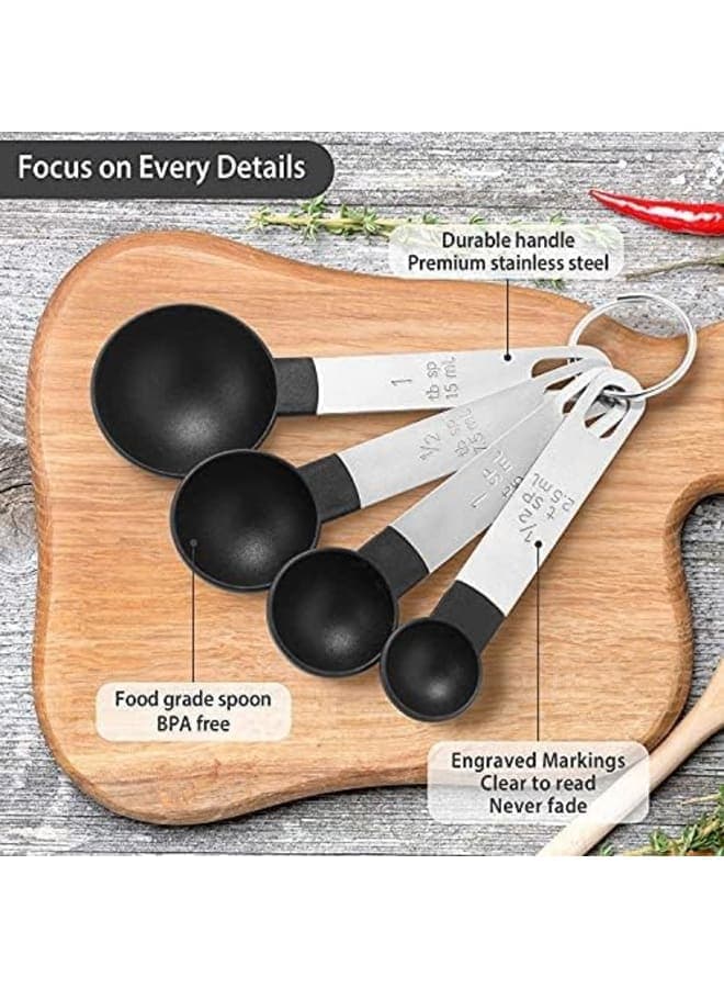 8 Piece Measuring Cups And Spoons Set, Stackable Stainless Steel Handle Accurate Tablespoon For Measuring Dry And Liquid Ingredients Small Teaspoon (5 measuring cups (1/8, 1/4, 1/3 , 1/2 , 1 cup), 5 measuring spoons (1/4, 1/2 , 1 tsp, 1/2, 1 tbsp).Piece 1. 1 cup 236ml Piece 2. 1/2 cup 118 ml Piece 3. 1/3 cup 78ml Piece 4. 1/4 cup 59ml Piece 5. 1 cup 15ml Piece 6. 1/2 cup 7.5ml Piece 7. 1/3 cup 5ml Piece 8. 1/4 cup 3.75ml)With Plastic Head Assorted Colors Measuring Tools & Scales (6)