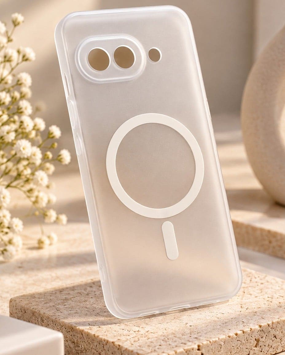 Clear Matte MagSafe Phone Case for Google Pixel 9A – Anti-Yellowing Transparent Protective Cover, Slim Shockproof Design, Soft-Touch Finish (White) (2)