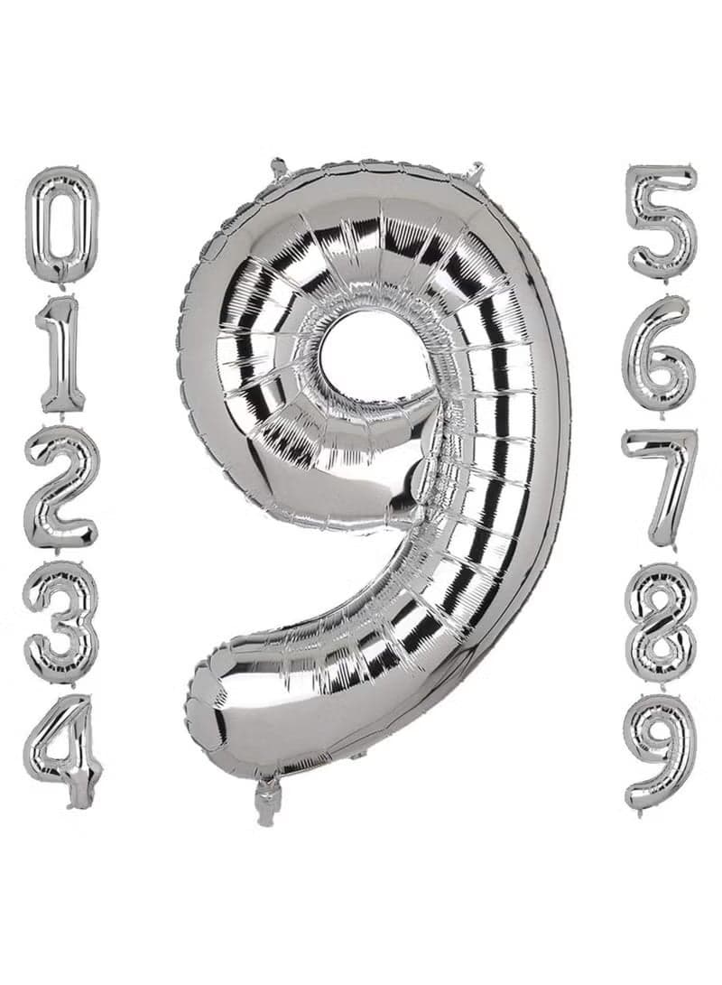 Number 9 Balloon Foil Silver Glamorous Party Decorations Jumbo Digit Balloon for Birthdays Anniversaries Special Events