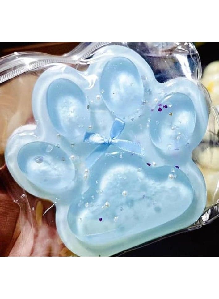 Titata Tapa Giant Squishy Claw for Kids Adults, Large Furry Cat Squishy Toys for Stress Relief, Super Soft Fidget Toys (Clear & Blue)