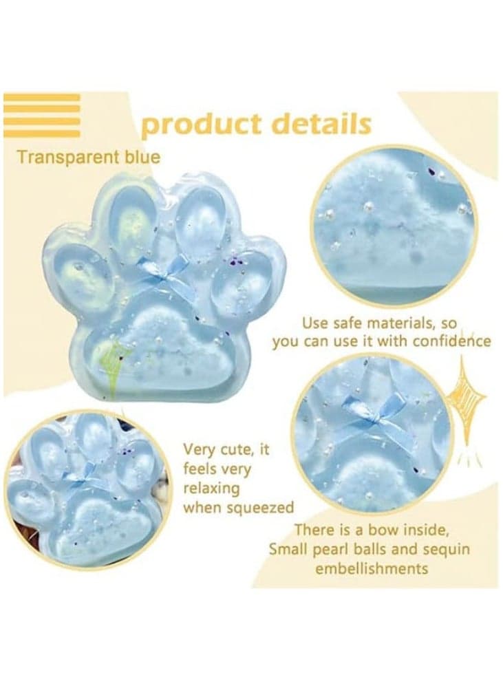 Titata Tapa Giant Squishy Claw for Kids Adults, Large Furry Cat Squishy Toys for Stress Relief, Super Soft Fidget Toys (Clear & Blue) (٢)