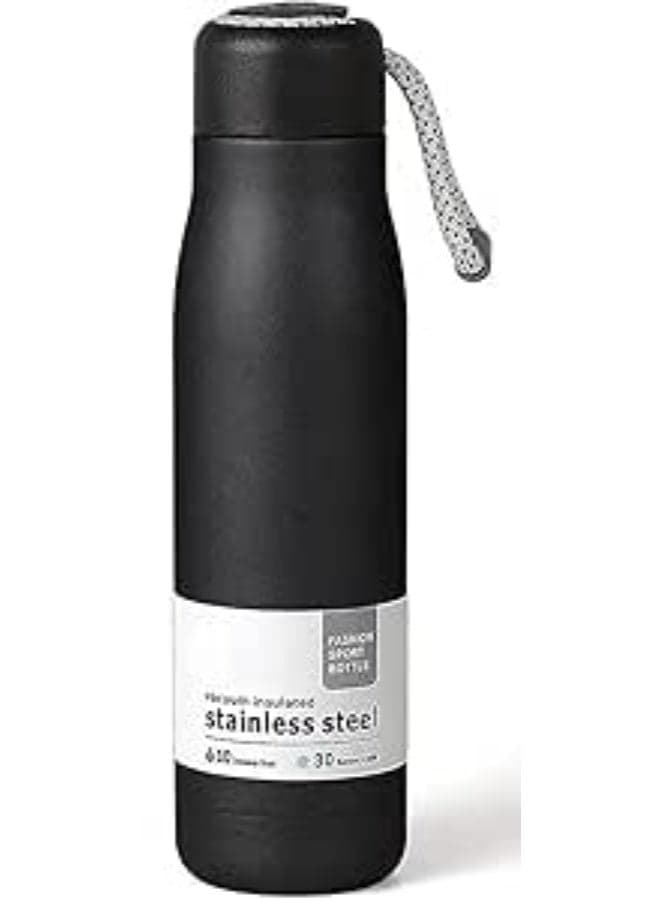 CITY STAR-Thermal Water Bottle - Vacuum Insulated, Stainless Steel | Reusable, Leakproof, BPA-Free, 500ml Capacity, Keeps Drinks Hot Longer and Cold Longer, Double Wall Design (Black)