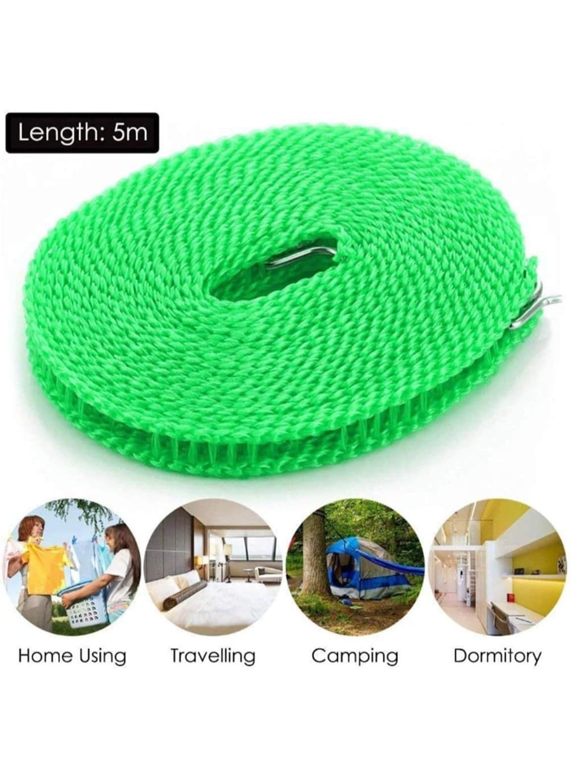 Heavy-Duty Clothesline Rope – 5 m Length × 4.5 mm Diameter – Indoor & Outdoor Laundry Line Household Cleaning Supplies (6)