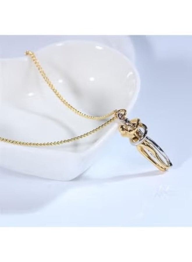 Hugging Couple Pendant Necklace, Stainless Steel, Two-Tone, Adjustable Women's Necklaces (٦)