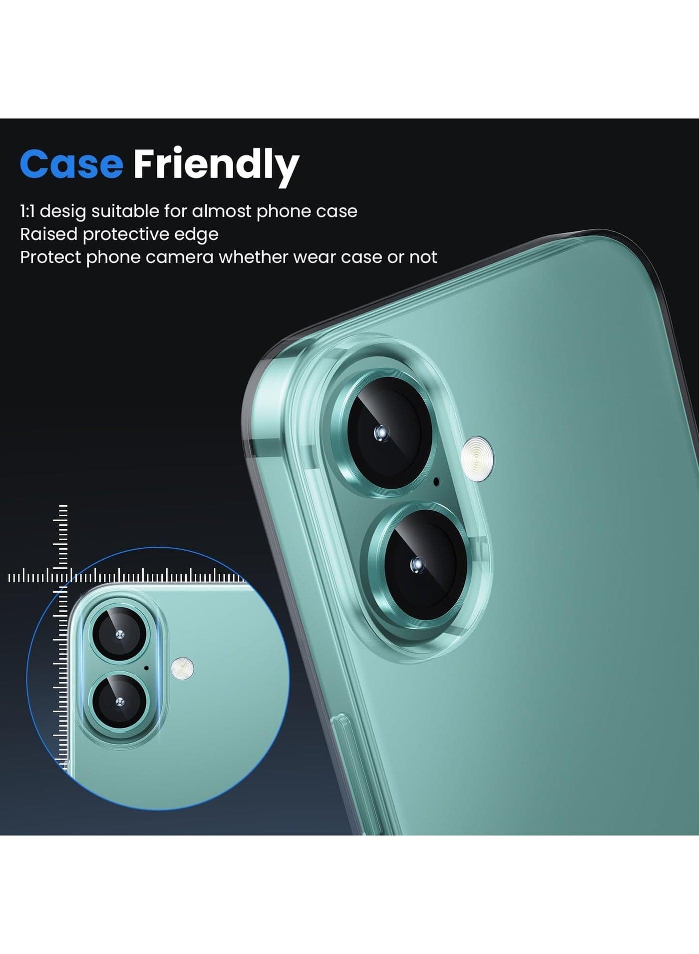 For iPhone 16 Plus/iPhone 16 Camera Lens Protector Original Shooting Model Shatterproof Ultra HD Tempered Metal Glass Camera Screen Protector Cover Film Accessories, Vista Blue (3)