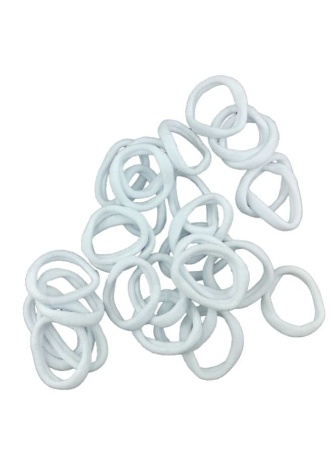 30 Pcs Thick & Strong White Rubber Hair bands for Ponytails & Buns (Bulk Pack) Elastics (٥)