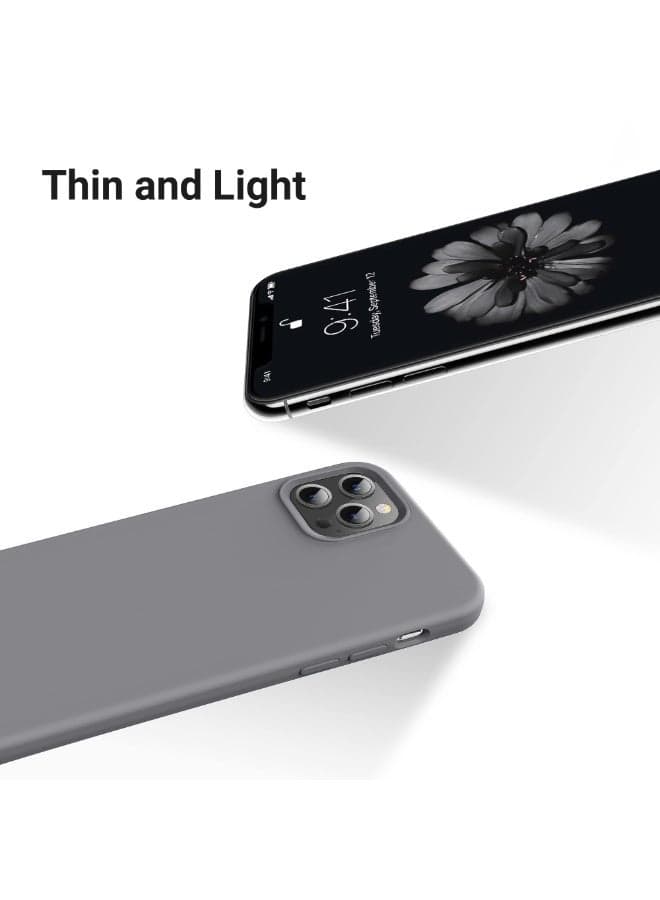 Compatible with iPhone 11 Pro Case 5.8 Inch Slim Liquid Silicone 4 Layers Soft Gel Rubber Shockproof Protective Phone Case with Anti Scratch Microfiber Lining (Light Grey) Cases & Covers (٤)