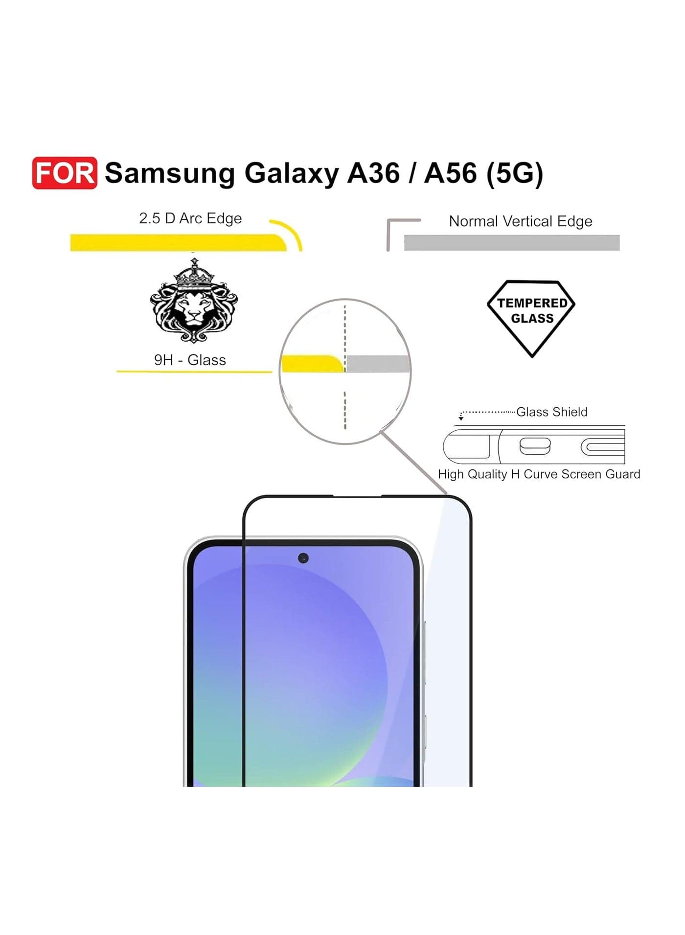 Samsung Galaxy A56 / Samsung A36 ESD Anti Static 9H Premium Tempered Glass Screen Protector With Black Frame For Samsung A56 / Samsung A36 Mobile Screen Protectors (6)