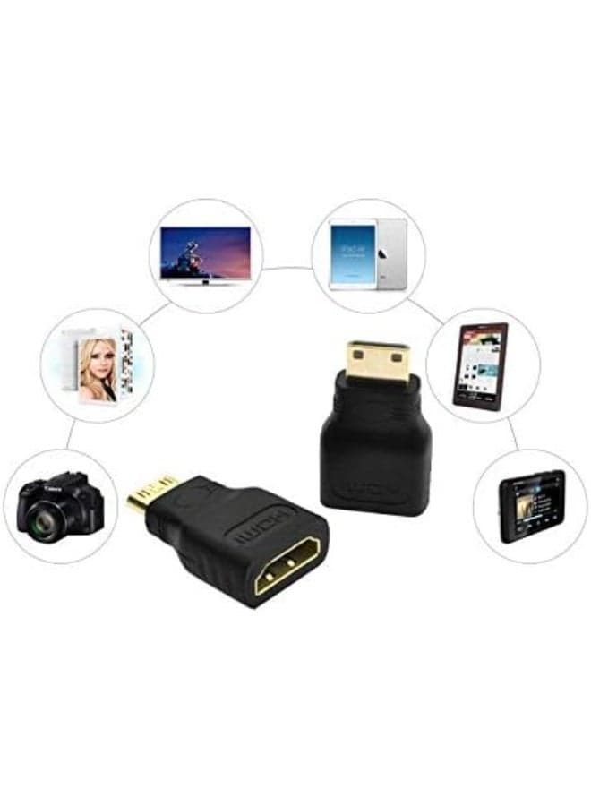 Mini HDMI to HDMI Adapter - Gold Plated Converter Male to Female - Durable, Easy-to-Use Lead for Camcorder, HDTV & HDMI Gender Adapters (٣)