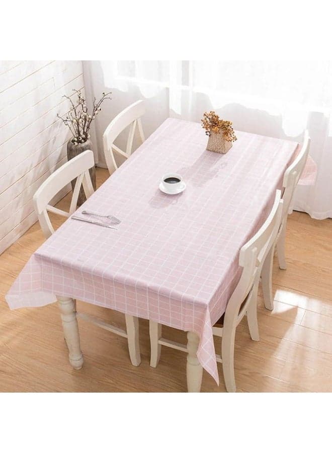 Classic checkered dining tablecloth - liquid-resistant and easy to clean - available in a soft pink color (3)