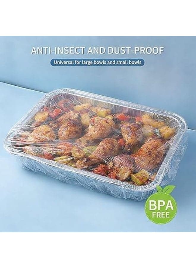 50 Pieces Disposable Elastic Food Covers , Clear, Waterproof, and Stretchable Plastic Covers for Trays and Dishes , Disposable Kitchen Food Storage Covers for the Refrigerator Food Savers (٣)