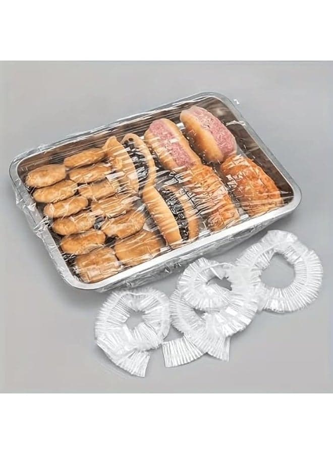 50 Pieces Disposable Elastic Food Covers , Clear, Waterproof, and Stretchable Plastic Covers for Trays and Dishes , Disposable Kitchen Food Storage Covers for the Refrigerator Food Savers (٤)